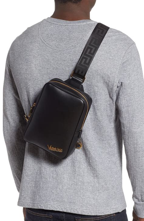 versace men's shoulder bag|versace one shoulder sling.